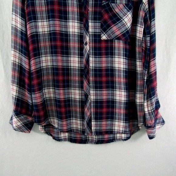 Rails Hunter Navy Blue Red Plaid Button Front Shirt Womens Size S Long Sleeve - Picture 3 of 11